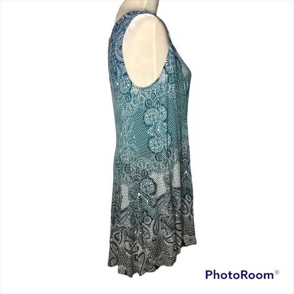 Soma Sleeveless Fit + Flare Tunic Dress Blue Ombré Size L - Picture 4 of 7